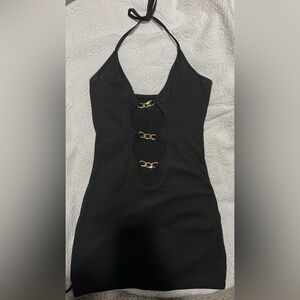 Mini dress with opening down the middle